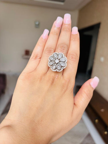 Flower Kundan Cocktail Ring